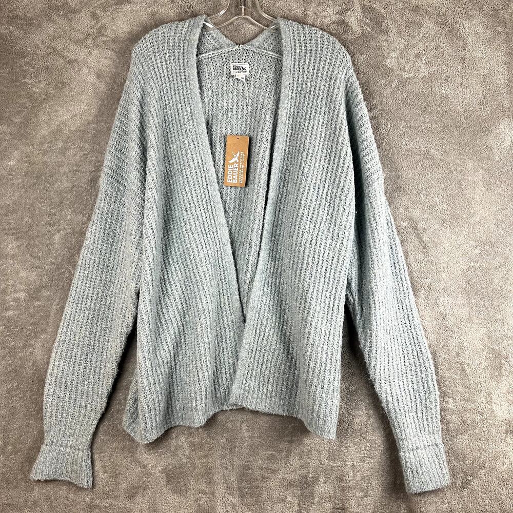 Eddie Bauer‎ Cardigan Sweater Womens M/L Light Blue Alpaca Blend Soft Luxe NWT